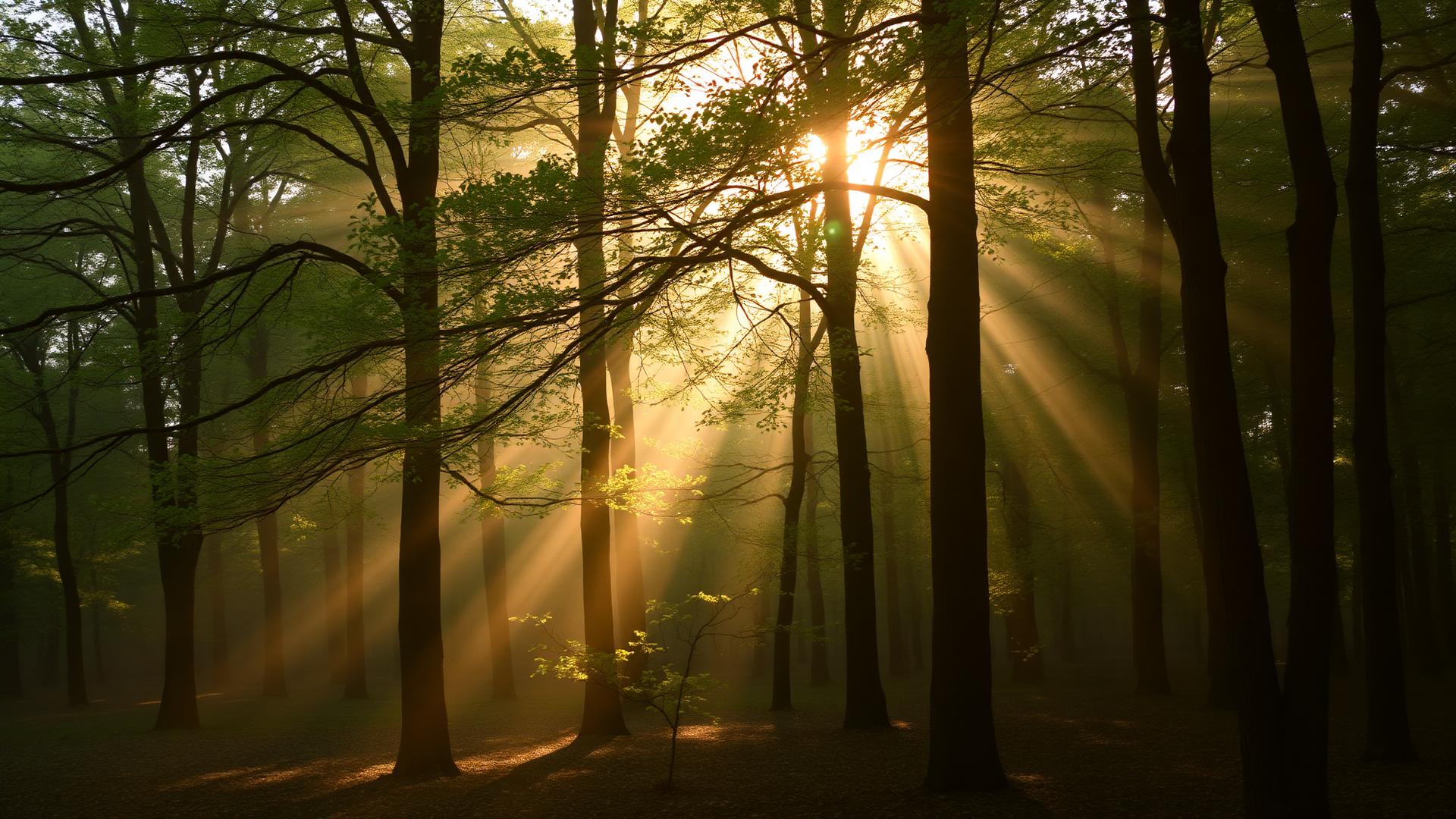 Peaceful light through trees